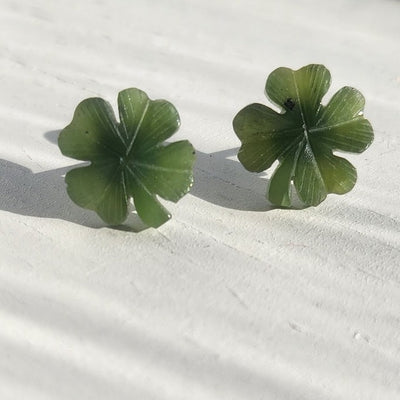 Jade Shamrock Stud Earrings