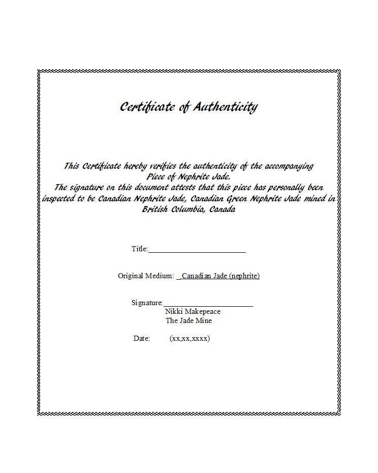 JADE CERTIFICATE