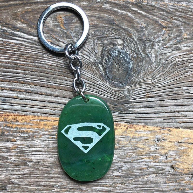 Jade Superman Keychain, 1.75"