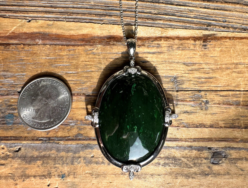 Canadian Jade and Zircon Pendant - 5562