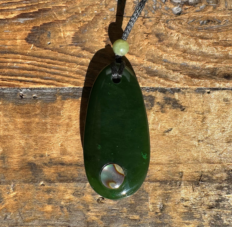 Canadian Nephrite Jade Pendant with Abalone*