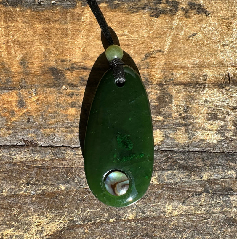 Canadian Nephrite Jade Pendant with Abalone*