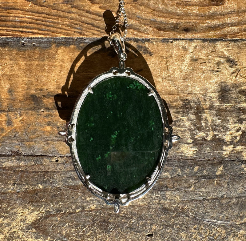 Canadian Jade and Zircon Pendant - 5562