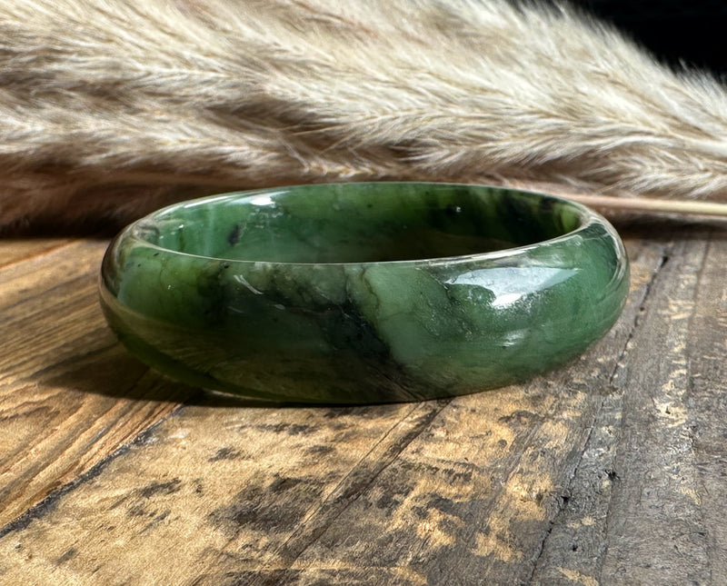 Wide Jade Bangles 15mm, Sizes 52/54/56/58