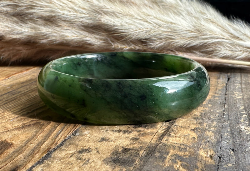 Wide Jade Bangles 15mm, Sizes 52/54/56/58