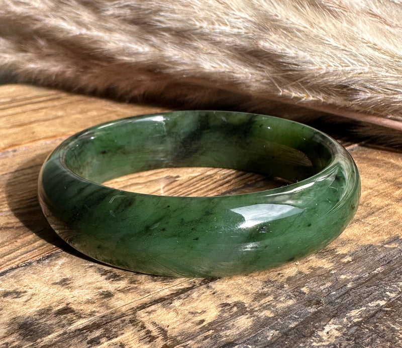 Wide Jade Bangles 15mm, Sizes 52/54/56/58