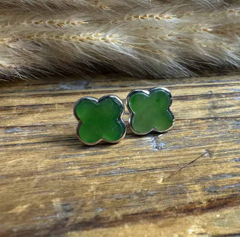 Jade 4 Leaf Clover Earrings, 