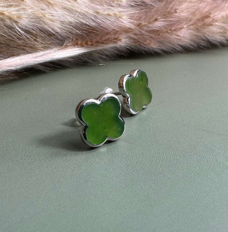 Jade 4 Leaf Clover Earrings, 