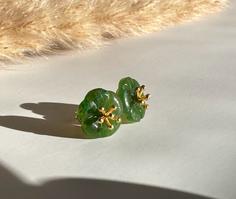 Jade Flower Earrings - 