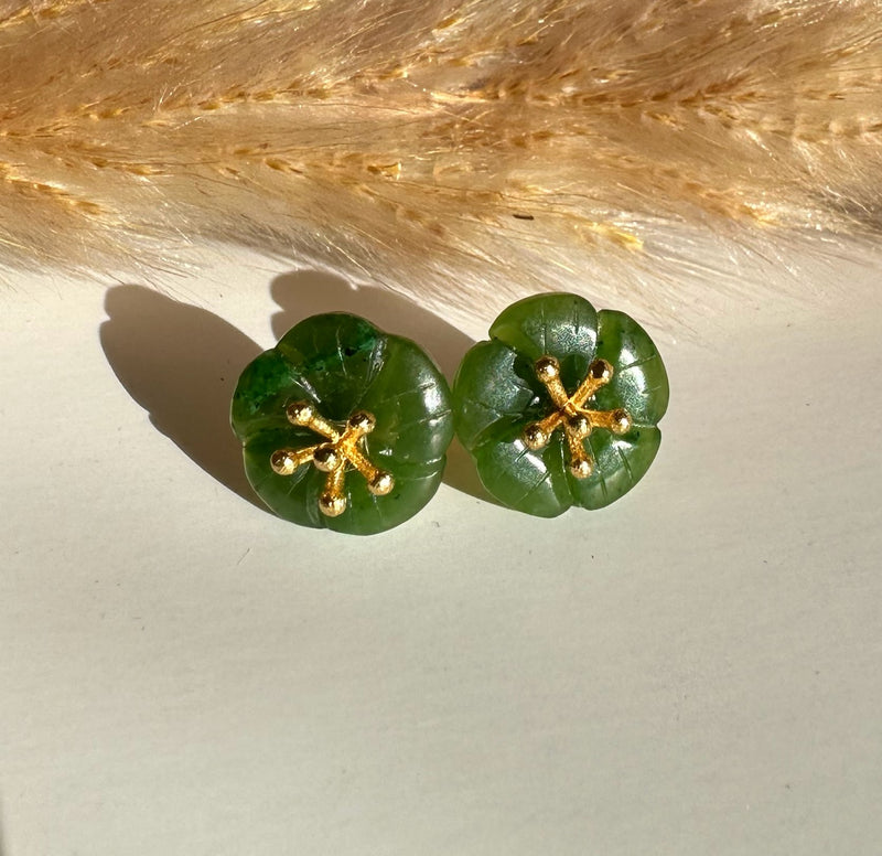 Jade Flower Earrings - 