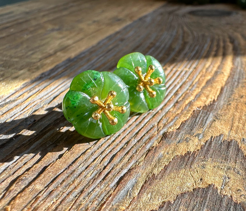 Jade Flower Earrings - 