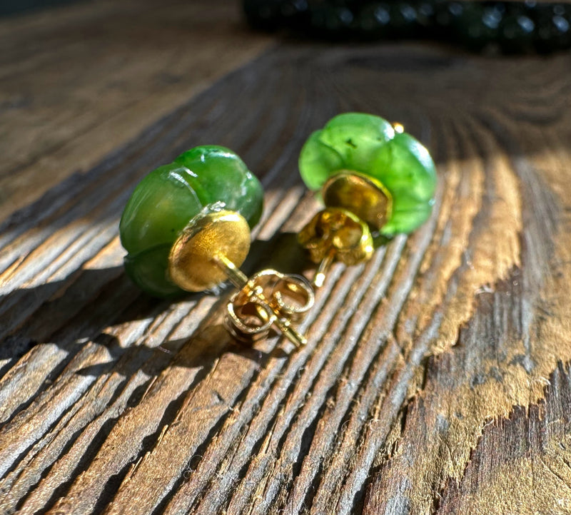 Jade Flower Earrings - 