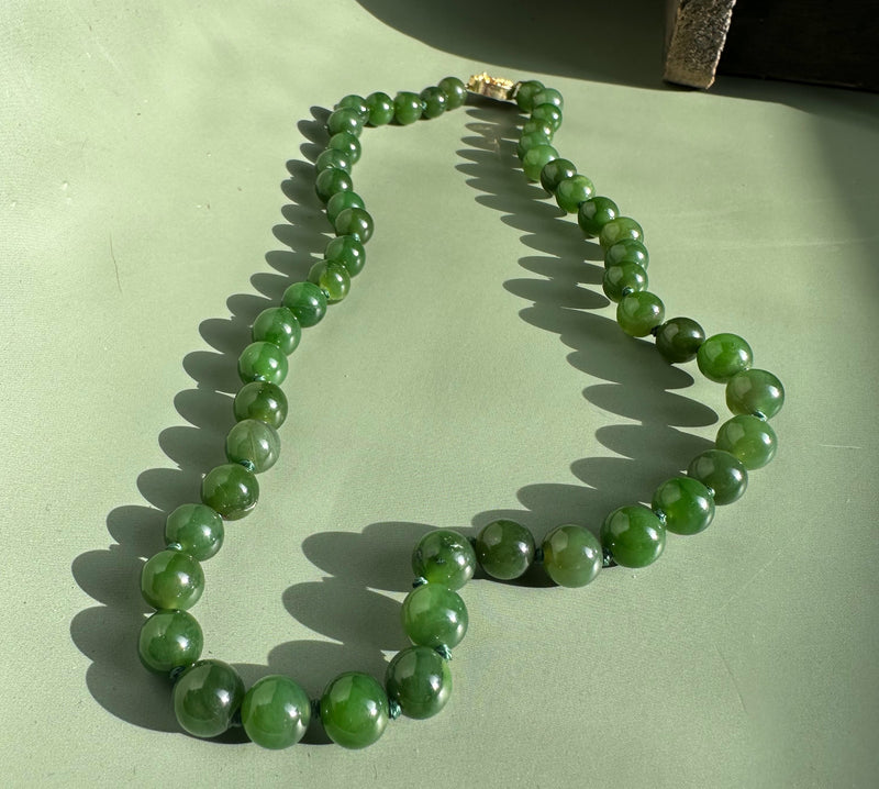 8mm Canadian Jade Strung Beads, 17"