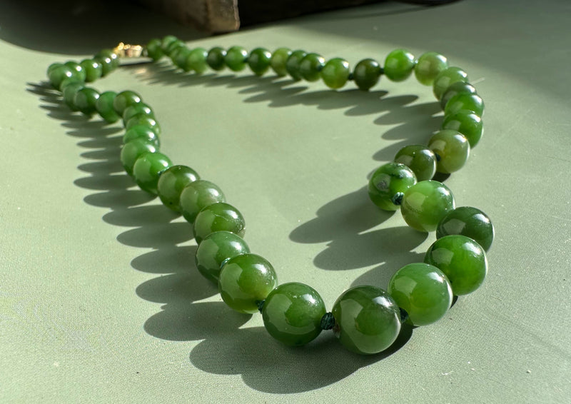 8mm Canadian Jade Strung Beads, 17"