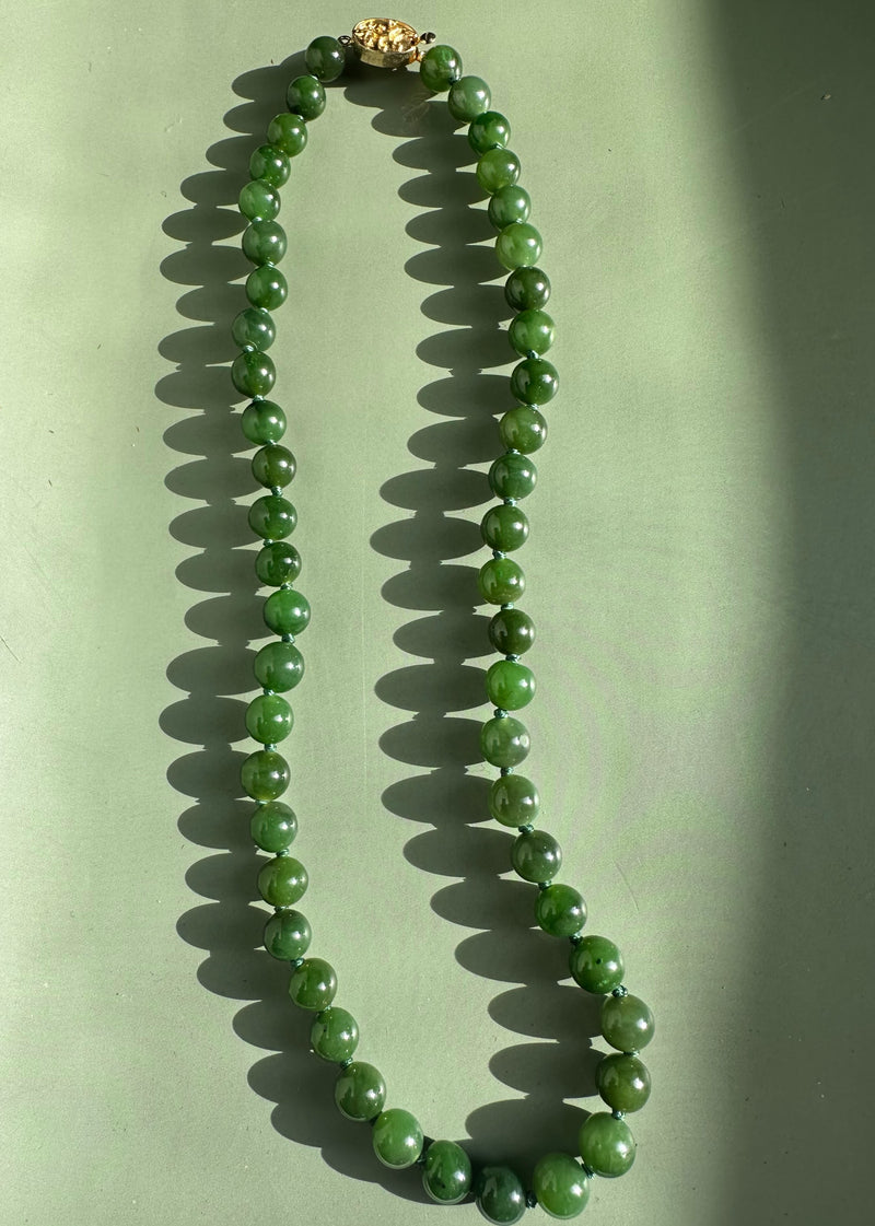 8mm Canadian Jade Strung Beads, 17"