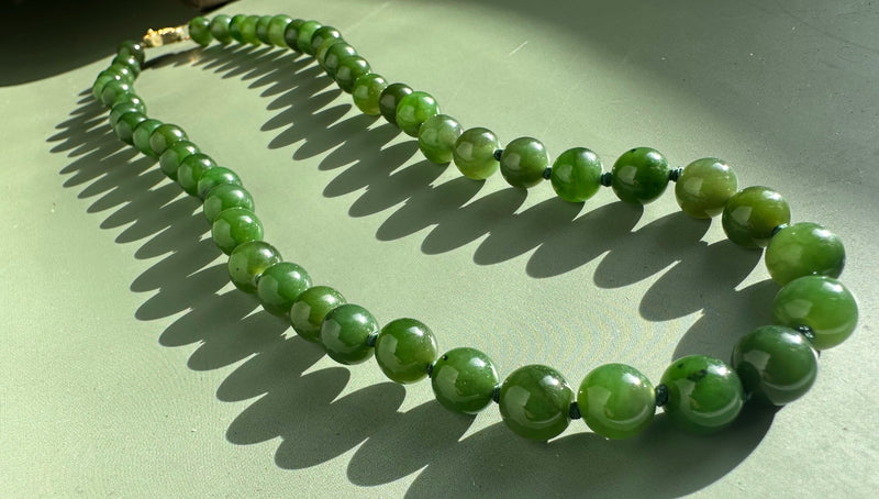 8mm Canadian Jade Strung Beads, 17"