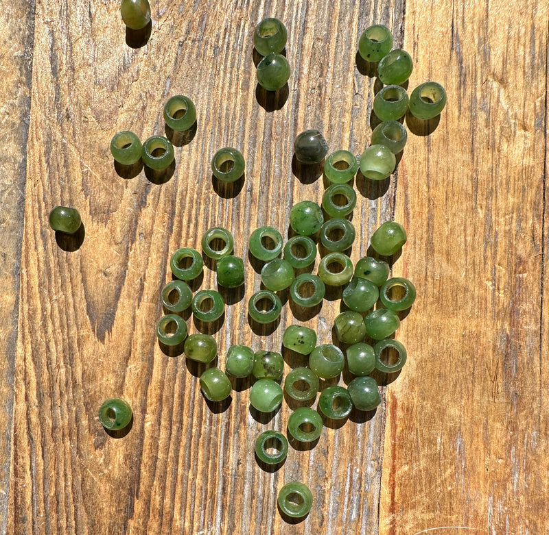 Bag of 10 - 6mm Canadian Jade Beads with a large hole