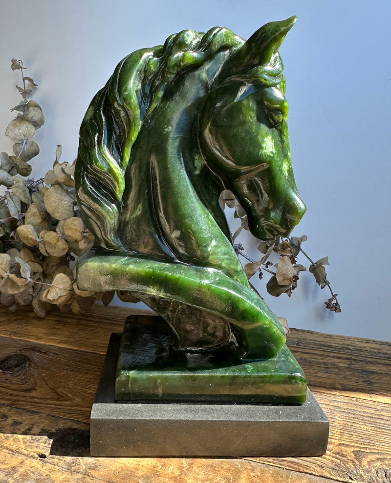 Canadian Nephrite Jade Horse Head, 6"