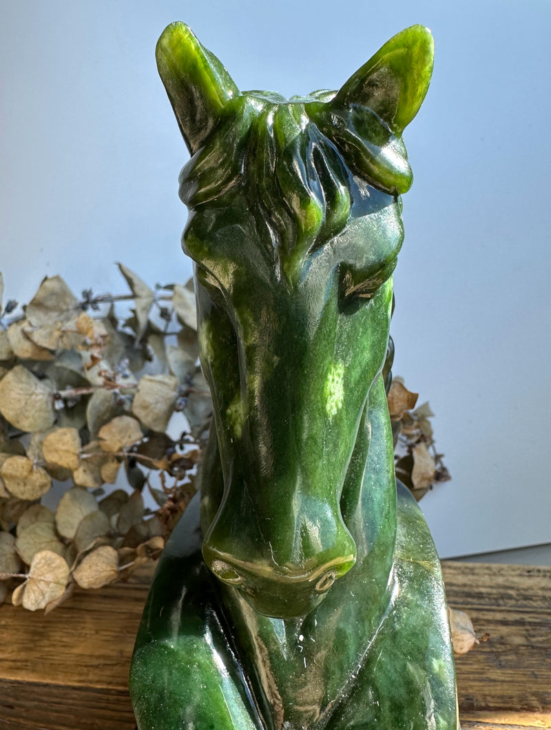 Canadian Nephrite Jade Horse Head, 6"