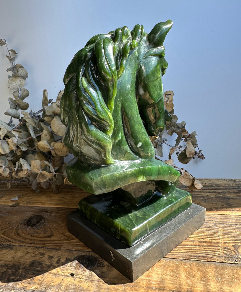 Canadian Nephrite Jade Horse Head, 6"