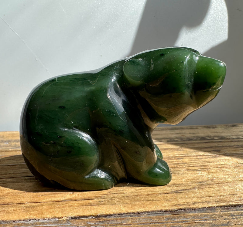 Canadian Jade Sitting Jade Bear - Available in multiple sizes