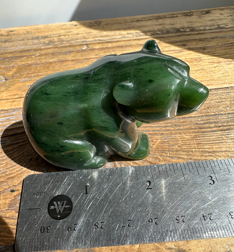 Canadian Jade Sitting Jade Bear - Available in multiple sizes