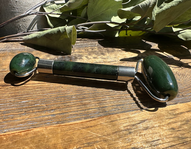 New Dark Green Canadian Nephrite Jade Facial Roller