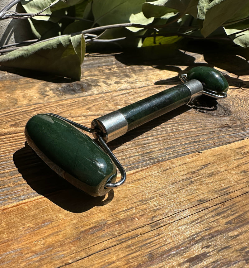 New Dark Green Canadian Nephrite Jade Facial Roller