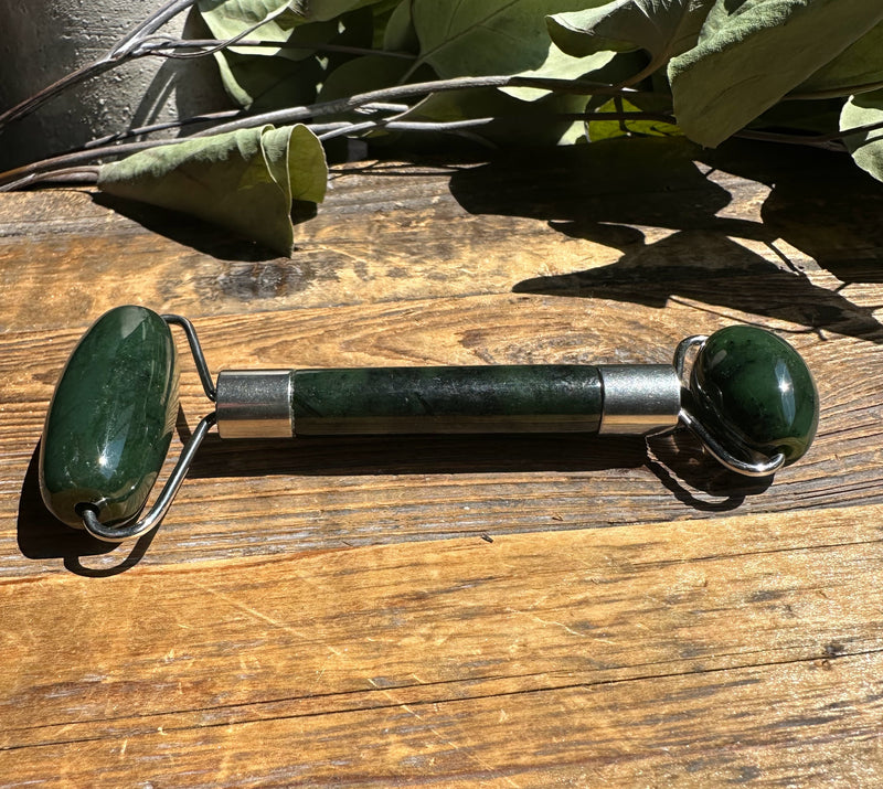 New Dark Green Canadian Nephrite Jade Facial Roller