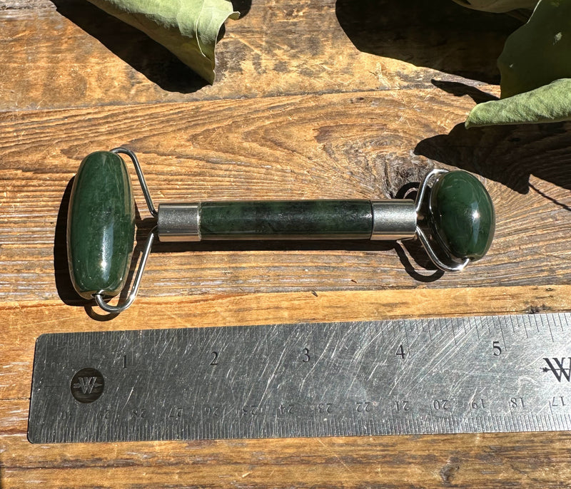 New Dark Green Canadian Nephrite Jade Facial Roller