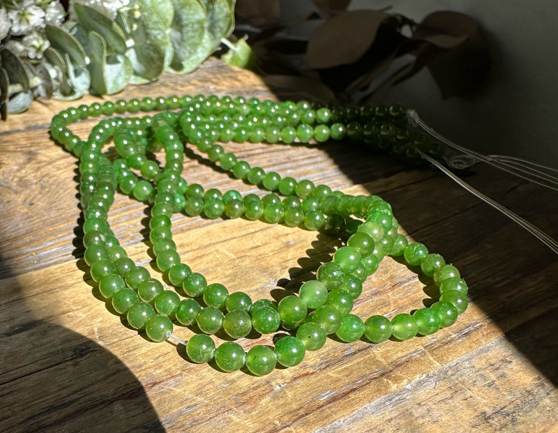 4mm Unstrung A Grade Nephrite Jade Beads, 16"