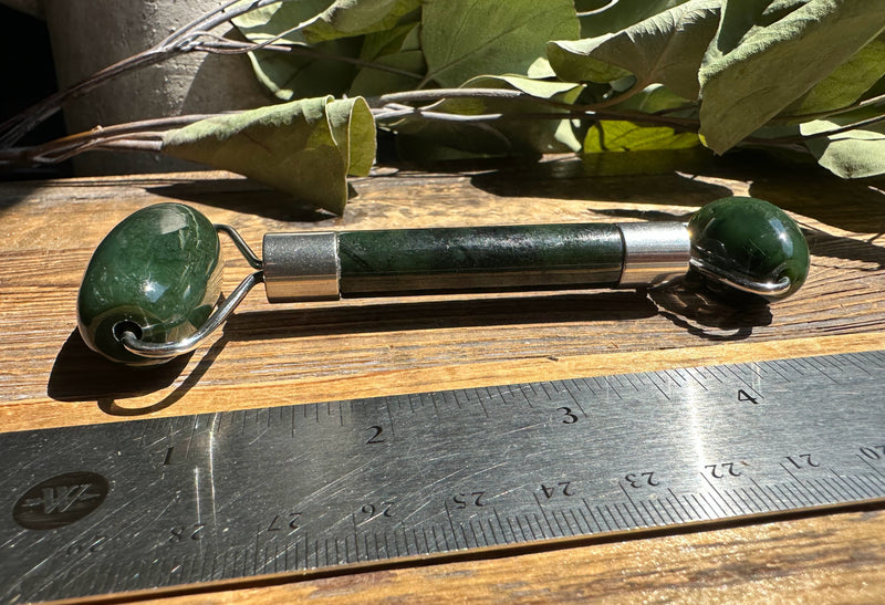 New Dark Green Canadian Nephrite Jade Facial Roller