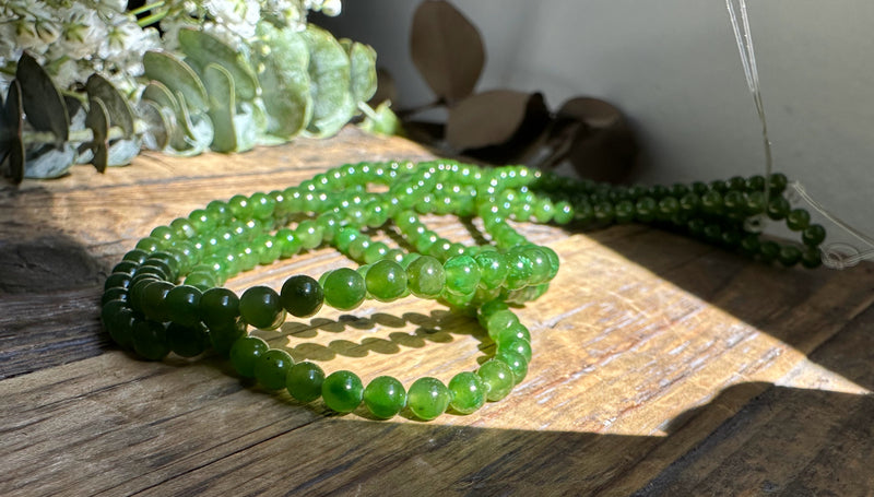 4mm Unstrung A Grade Nephrite Jade Beads, 16"