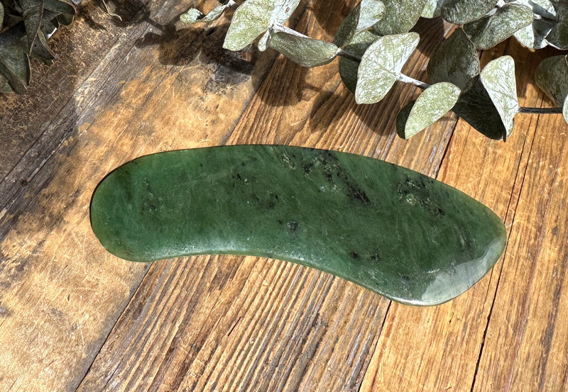 Large Nephrite Jade Gua Sha Tool, 5.25"