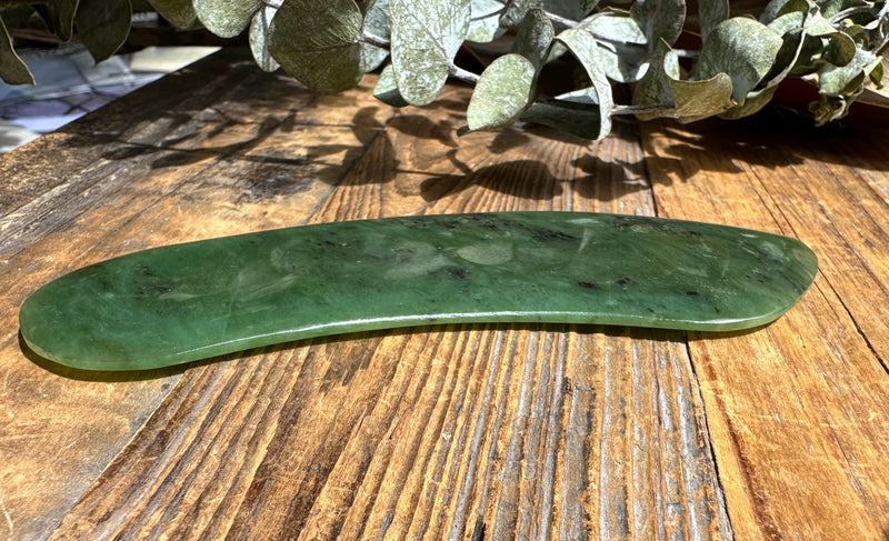 Large Nephrite Jade Gua Sha Tool, 5.25"