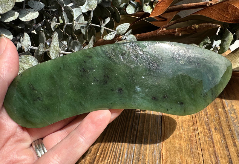 Large Nephrite Jade Gua Sha Tool, 5.25"